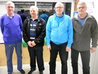 Oik. nimikkokisan johtaja Seppo Mäkinen. Seuraavina 50m kiväärin Y60-sarjan parhaat. Markku Haklin, Jarmo Järvelä ja Kari Helin.
